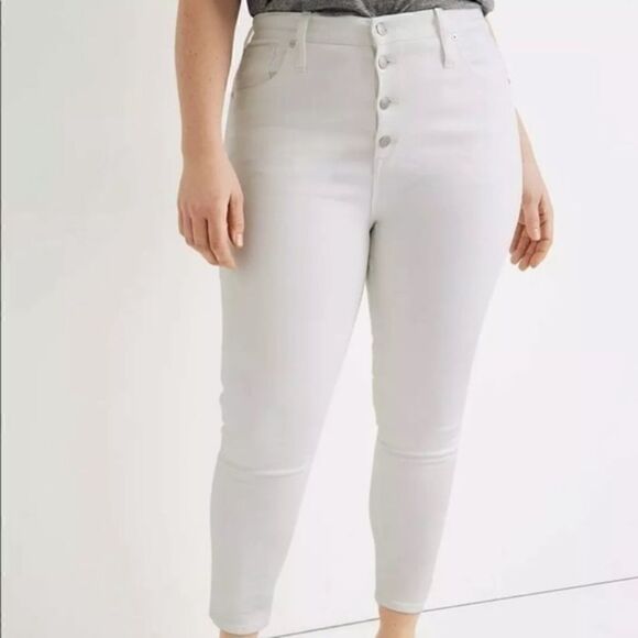 NWT Madewell High-Rise Skinny Crop Curvy Jeans in Pure White Size 37 - Picture 2 of 9